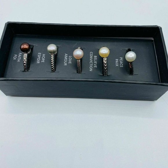 Avon Genuine Fresh Water Pearl Stacking Rings NWT - Picture 7 of 7